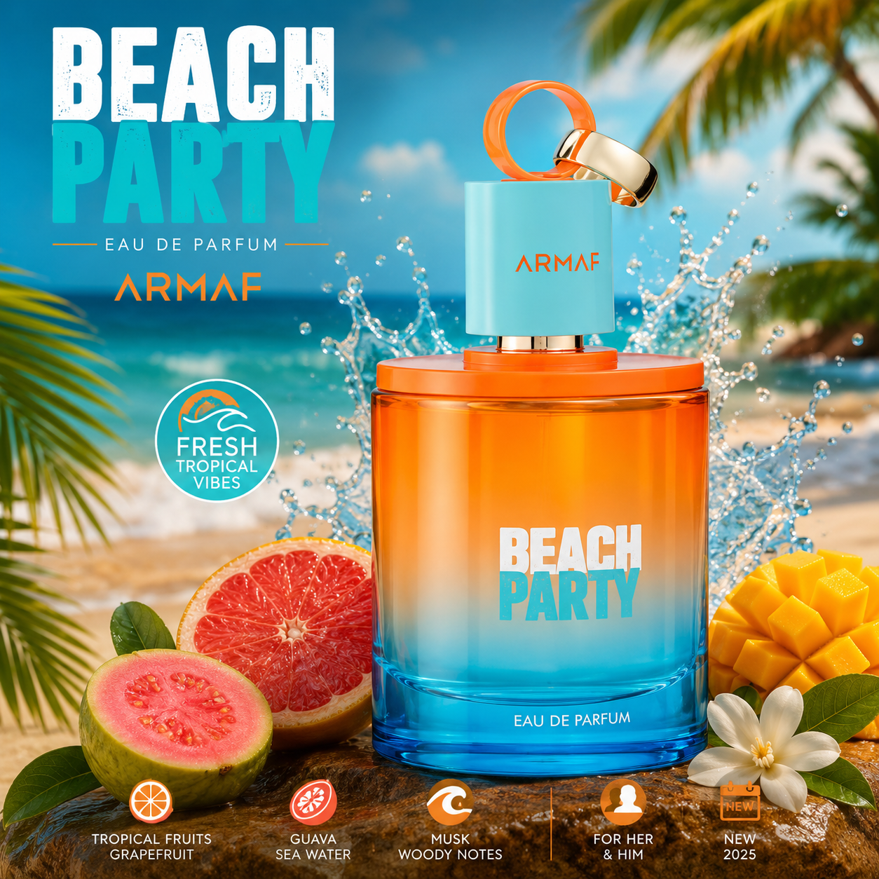 Armaf Beach Party Eau de Parfum 100ml | Tropical Fresh Fragrance for Women & Men