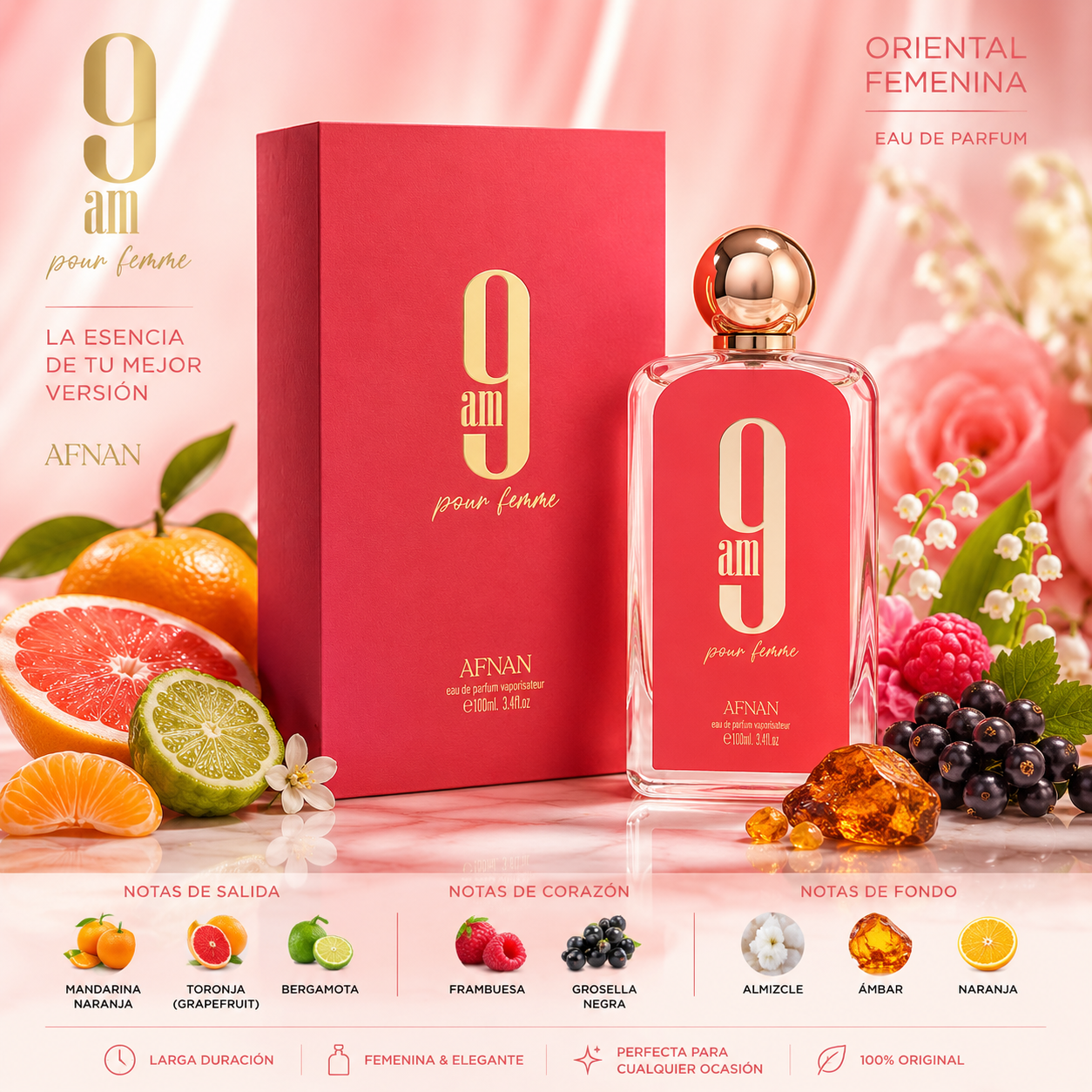 Afnan 9AM Pour Femme Eau de Parfum 100ml | Fragancia  para Mujer