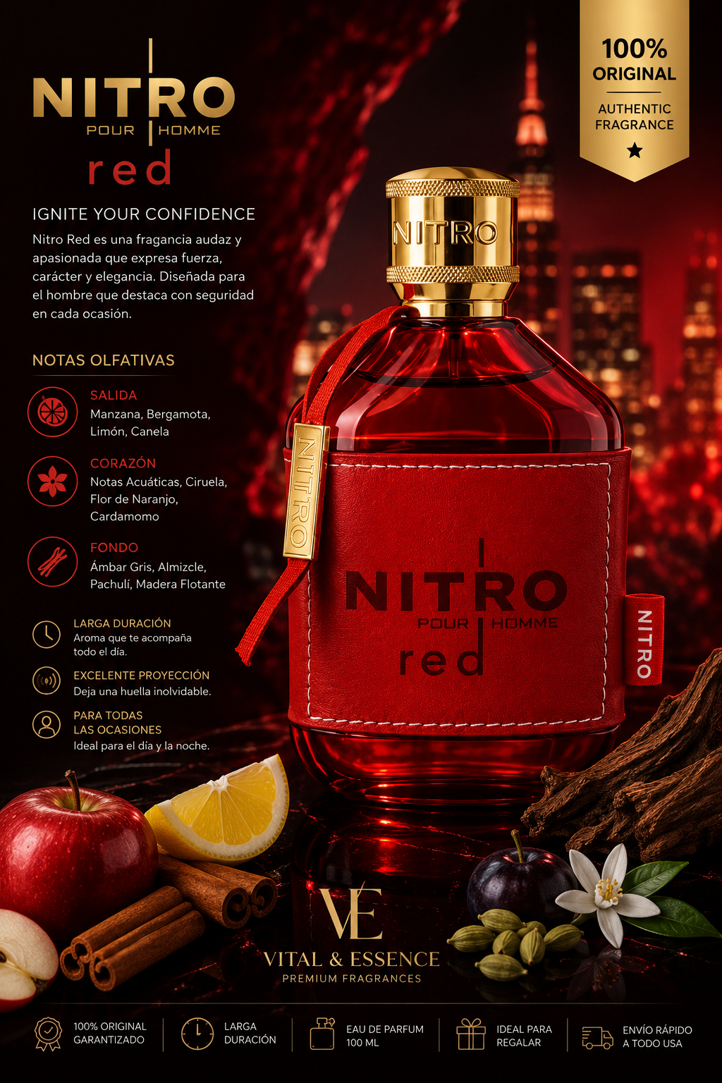 Nitro Red Pour Homme by Dumont Paris - Eau de Parfum 100ml