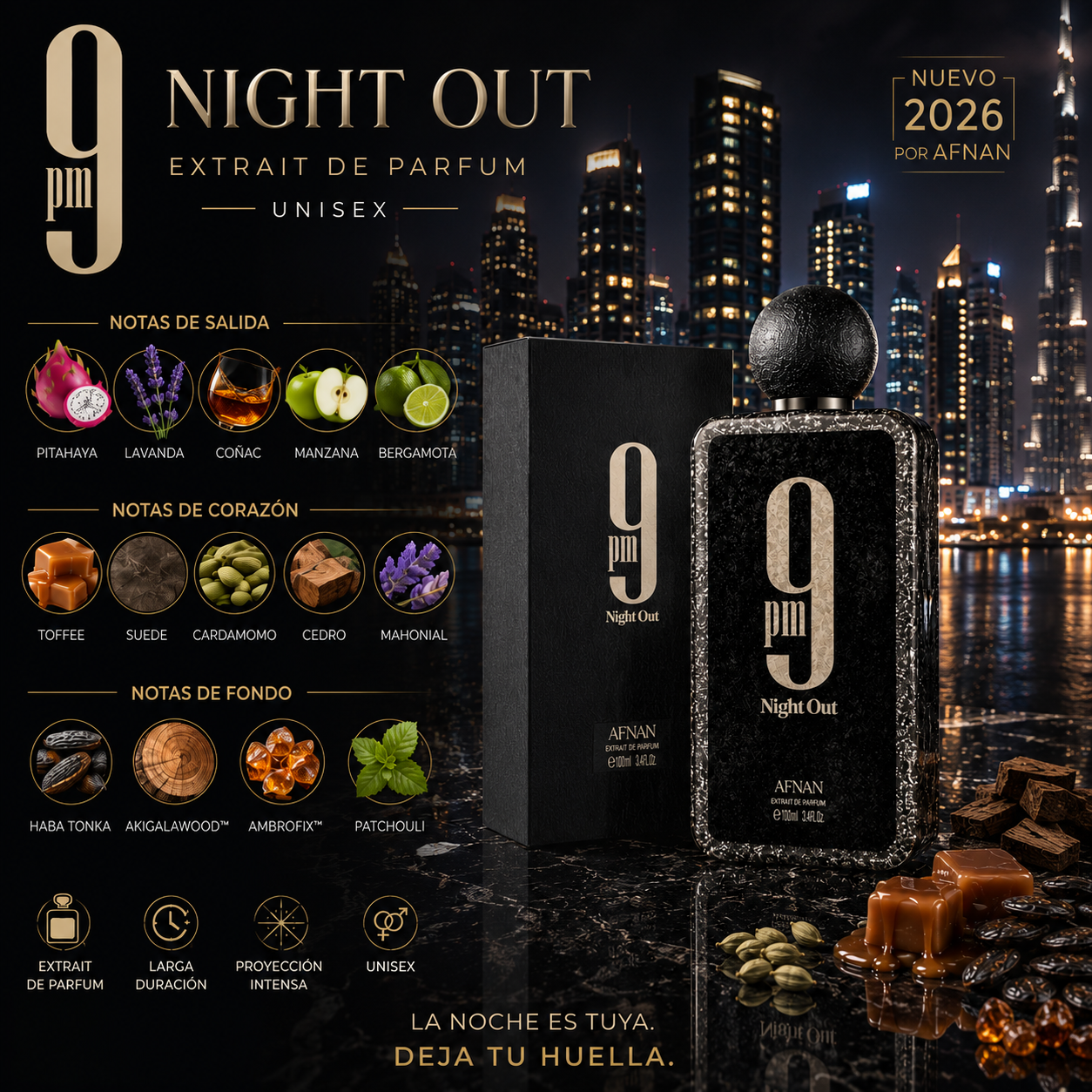 Afnan 9 PM Night Out Extrait de Parfum 100ml | Unisex