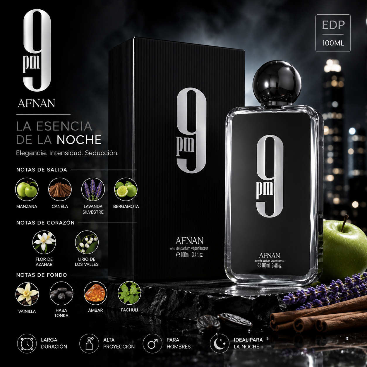 Afnan 9PM Eau de Parfum 100ml para Hombre